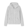 thumbnail image 6 of NominalSnug Fuzzy Fleece Jackets for Women Full Zip up Long Sleeve Coat Stand Collar Outwear Thicken Winter Warm Colthes, 6 of 8