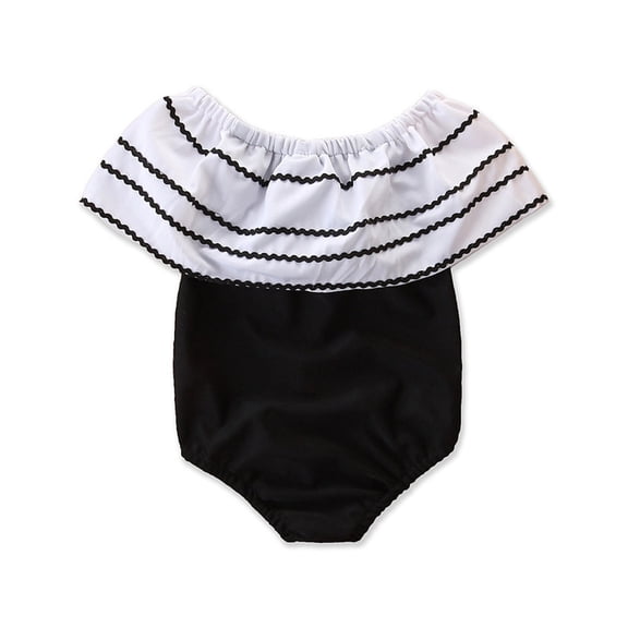 Vedolay Girl Swimsuit Girl's Cute One Piece Swimsuit Print Letter Tape Backless Bathing Suit,Black 6T