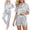 Grey, variant on 4 Piece Satin Pajama Set for Women Short Sleeve Button Down Sleepwear Top and Matching Shorts Silky Soft Pajamas Loungewear Leisure Suit Plus Size S-XXL Gift, Wine,M