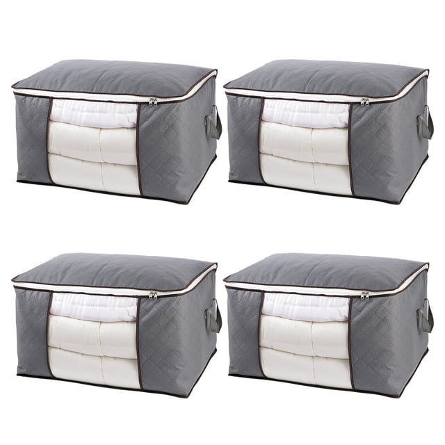 FloreceBien 4 Piezas Bolsa de Almacenamiento de Edredón Organizador Gran Capacidad Transpirable Casa Mudanza Ropa Bolsa de Embalaje Gris