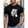 thumbnail image 2 of T-shirt pour Homme, Décontracté et Relax, Simple et Net, T-shirt d'Été Décontracté pour Homme à Col Rond à Manches Courtes avec Imprimé Zèbre de Fond Bleu,, 2 of 5