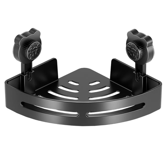 No-Drill Suction Cup Corner Shower Caddy - Triangular Wall-Mounted Bathroom Storage Rack for Shampoo, Conditioner & Body Wash, Strong Suction Hold, Space-Saving Organizer, 1Pc(Black,12x8.7x5.6")