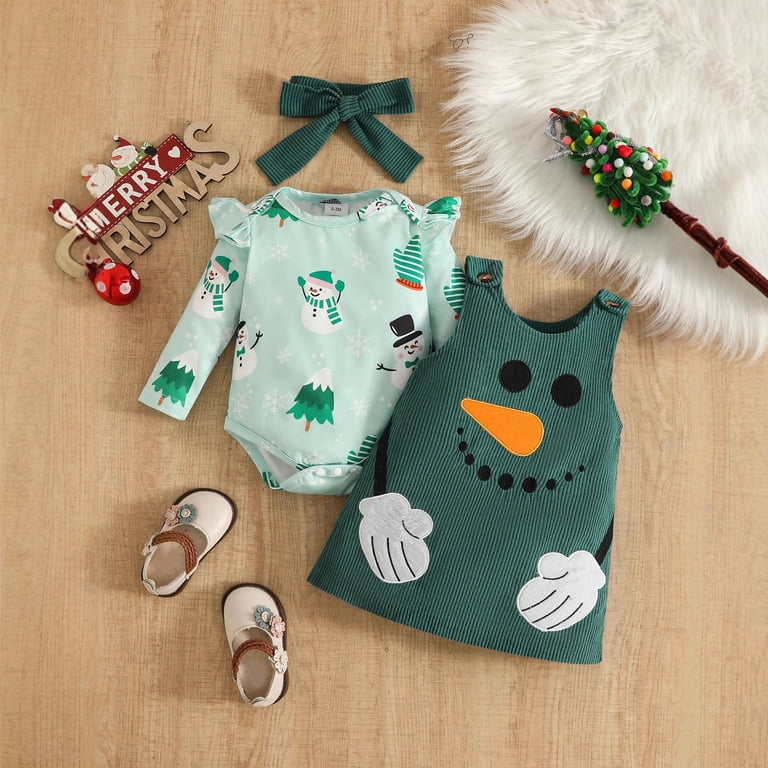 Caicj98 First Christmas Baby Girl Outfit Long Sleeve Romper Santa Baby Overall Dress Newborn Christmas Skirt Set Fall Winter Clothes (Dark Green,0-3 Caicj98 First Christmas Baby Girl Outfit Long Sleeve Romper Santa Baby Overall Dress Newborn Christmas Skirt Set Fall Winter Clothes (Dark Green,0-3