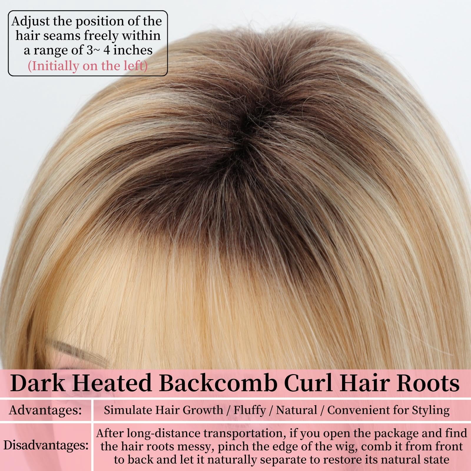 Layered Blonde Balayage Bob Wig for Women Medium Length Straight Synthetic Hair with Bangs Ombre Platinum Brown