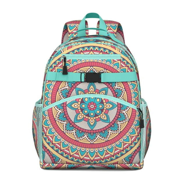 Yoga Meditation Lotus Student Backpack Spacious Adjustable Padded Straps Chest Buckle Lightweight Durable School Backpack For Student And Students
