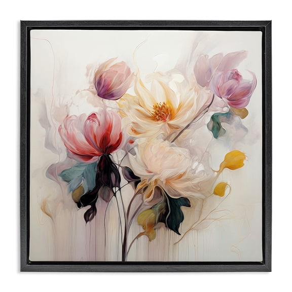 Stupell Industries Modern Blooms in Harmony Black Floating Frame Canvas Art, 18 x 18, by Irena Orlov