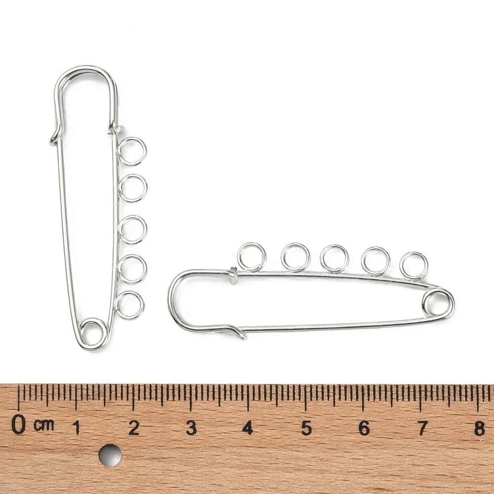 Iron Safety Brooch Findings Kilt Pins Platinum 50x16.5x4.5mm Hole: 3.5mm