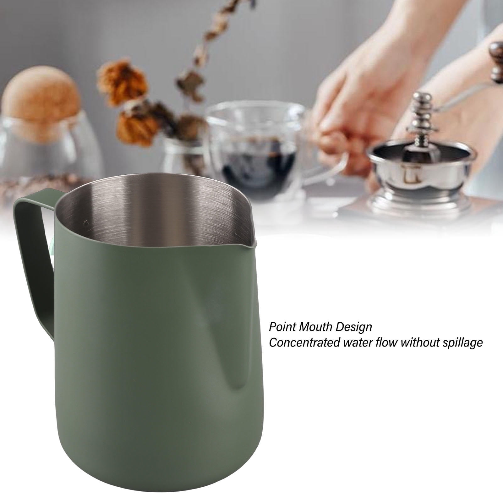 LAZIOEGR 600ML 304 Stainless Steel Coffee Frothing Pitcher with Inner Scale & Pointed Mouth for Latte Art