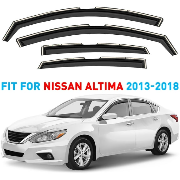 GrandWheel Co Smoke Tinted In-channel Side Window Vent Visor Deflectors Rain Guards Compatible with Nissan Altima 2013-2018 - 4 pcs. GW0904