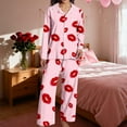 thumbnail image 6 of CONZONE Valentines Pajamas for Women Set 2 Peice Pjs Set for Women Valentine'S Day Lip Print Long Sleeve Sleepwear Tops Pants Warm Cozy Sleepwear Loungewear Sets, 6 of 9