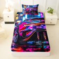 thumbnail image 3 of Manfei Sports Car Twin Sheets,Extreme Sport Bedding,Pink,3-Piece,1 Fitted Sheet and 1 Pillowcase, 3 of 6