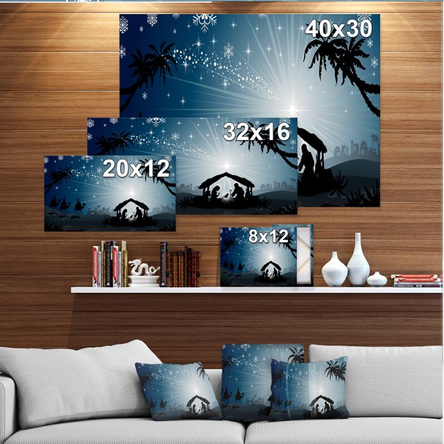 Designart - Christmas Nativity Scene with Three Wise Men - Canvas Art Print