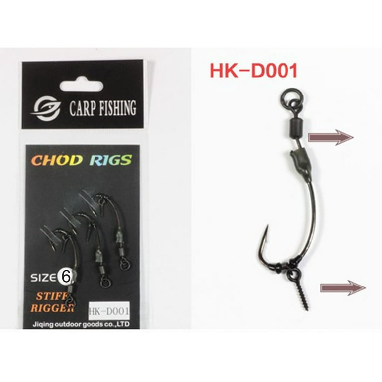 QXKE 3Pcs/Pack Carp Fishing Ready Tied Ronnie Rigs Pre Made Spinner Rig  Barbed Hooks 