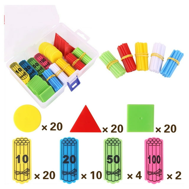 YDxl 196Pcs/Set Counting Sticks Rod Triangle Square Disc Math Teaching ...