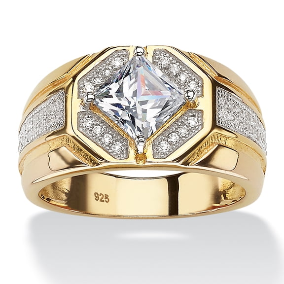 Men's 1.44 TCW Cubic Zirconia Octagon Ring in 14k Gold-plated Sterling Silver