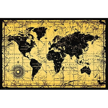 - World Map Antique Vintage Old Style 36x24 Art Print Poster Decorative Educational Teacher