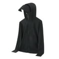 thumbnail image 3 of Xfvqtps Mens And Womens UPF50+ Sun Protection Light Jacket Hoodie with Wide Brim High Zip up Long Sleeve with Thumb Hole Solid Color Hiking Athletic Lightweight Breathable Summer Top Black, 3 of 5