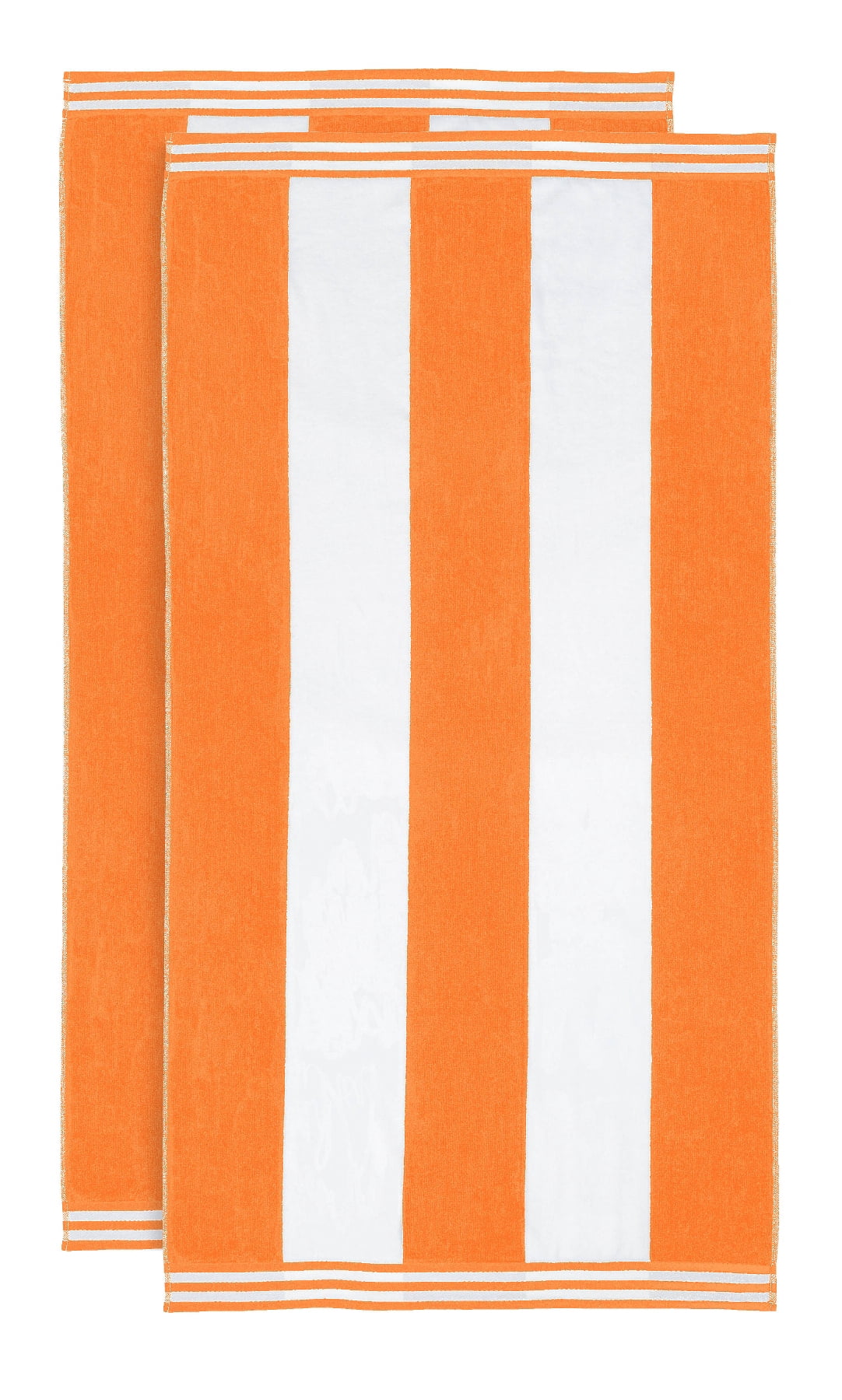 Superior Cabana Striped 2-Piece Oversized Cotton Beach Towel Set, Orange