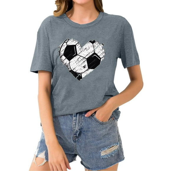 Mareep Spring Summer Clothes S-3XL Women's Baseball Sport Printed T-shirt With Round Neck And Short Sleeved Top Women's Tops Clearance, Gift