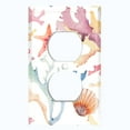 thumbnail image 2 of Metal Light Switch Wall Plate Outlet Cover (Colorful Ocean Sea Coral Reef Shell Clam White - Single Duplex), 2 of 2