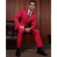thumbnail image 3 of Traje WULFUL para hombre de 2 piezas, ajustado, con dos botones, rojo, 3 of 7