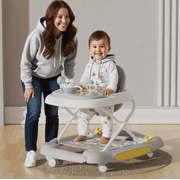 XunKA 6-in-1 Multifunctional Baby Walker, Foldable Push Walker with Musical Activity Station for 6-24 Months,Gray.