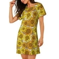 thumbnail image 2 of Disketp Sunflowers1 for Womens Short Sleeve Sleepshirt Scoopneck Cute Nightdress Comfy Nightgown, 2 of 6