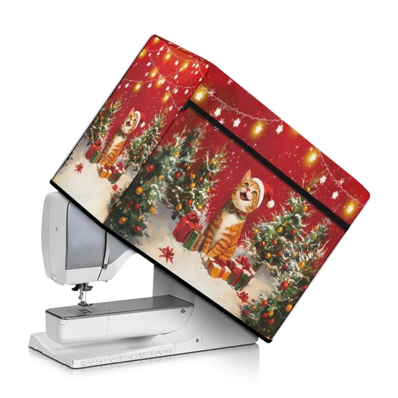 HELLHERO Christmas Orange Cat Sewing Machine Protective Cover Universal Lightweight Washable