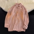 thumbnail image 4 of JUUYY Men's Oversized Corduroy Long Sleeve Shirts Tops Comfort Solid Casual Loose Cardigan Button Down Lapel Shirt Pink M, 4 of 4