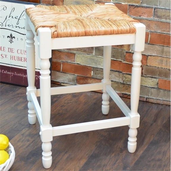 Beaumont Lanes 24" Contemporary Solid Wood Counter Stool in White