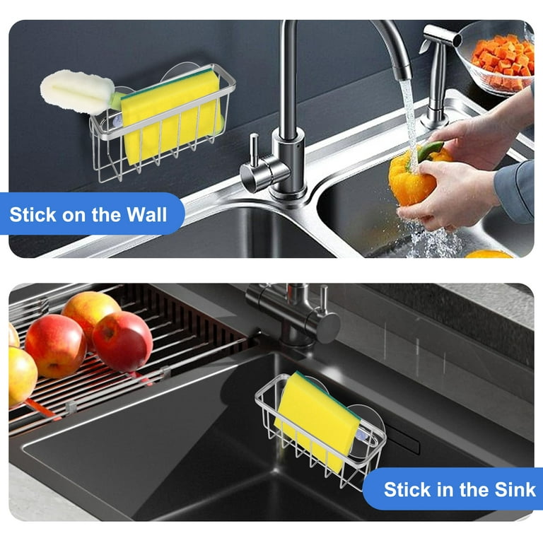TSV Stainless Steel Sink Sponge Holder with Suction Cups photo 4