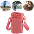 thumbnail image 4 of Water Bottle Holder with Strap Adjustable Strap Crossbody Water Bottle Bag with Front Pocket Drawstring Water Bottle Carrier for Hiking Camping (Orange), 4 of 13