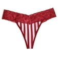 thumbnail image 4 of Fiaer,Strip Lace Trim Thong for Women,Womens Sexy Seamless Cheeky Bikini Panties Lightweight Fashion Underwear Stretch Breathable Briefs Underpants Red M, 4 of 4