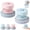 Pink + Blue, variant on 3-in-1 Retainer Case with Built-in Mirror and Cleaning Brush, Portable Aligner Denture Storage Box with Removable Drain Basket, Mouth Guard Cleaning Container for Travel Daily Oral Care (Pink)
