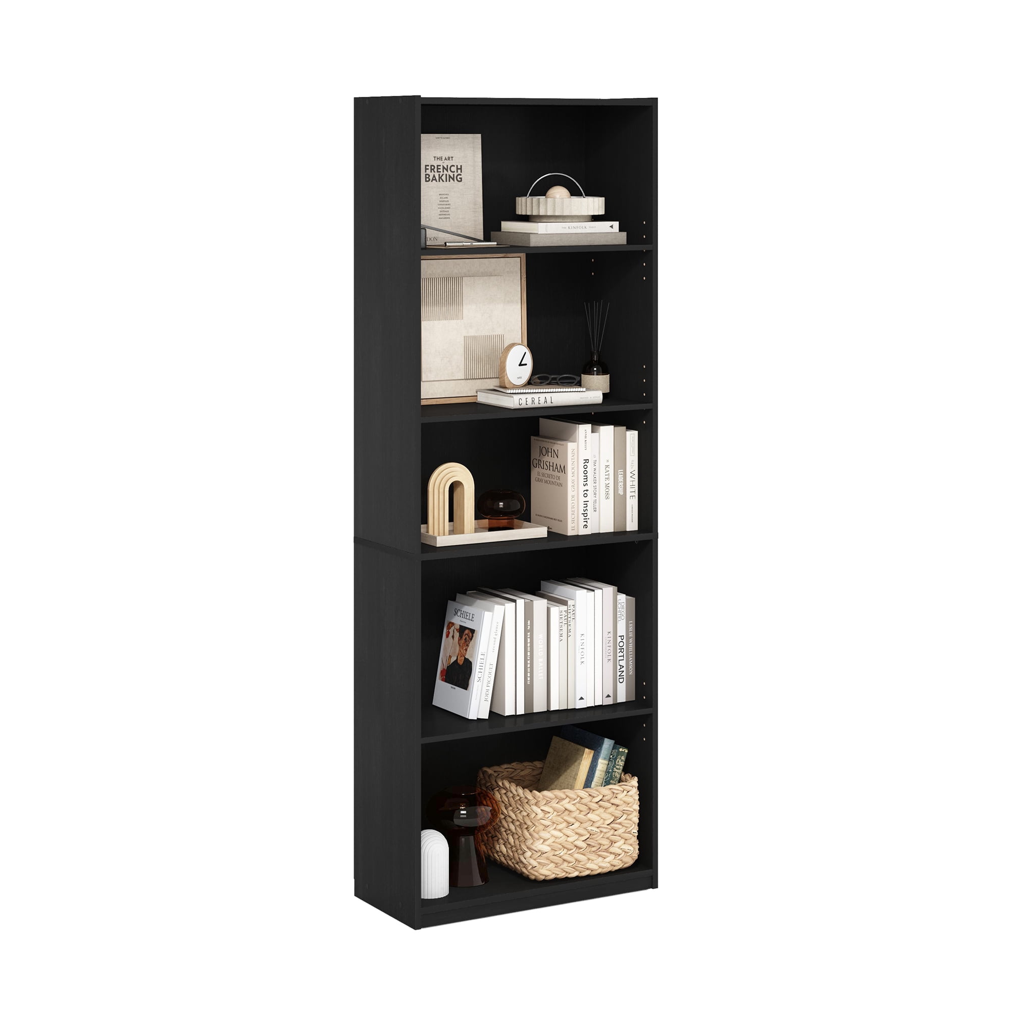 Furinno GEHRY 5-Tier Bookshelf with AdJUSTable Shelves in Darkwood