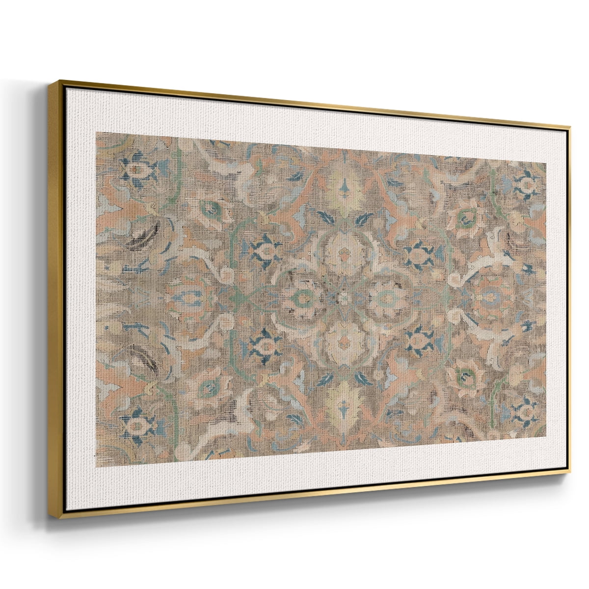 Vintage Abstract Print-II Framed in Gold Wood Gallery Wrapped Canvas 25 in. x 37 in.