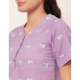 thumbnail image 5 of Moomaya Sleepwear, Printed Cotton Night Dress For Women, Short Sleeve Lounge Shirt, 5 of 9