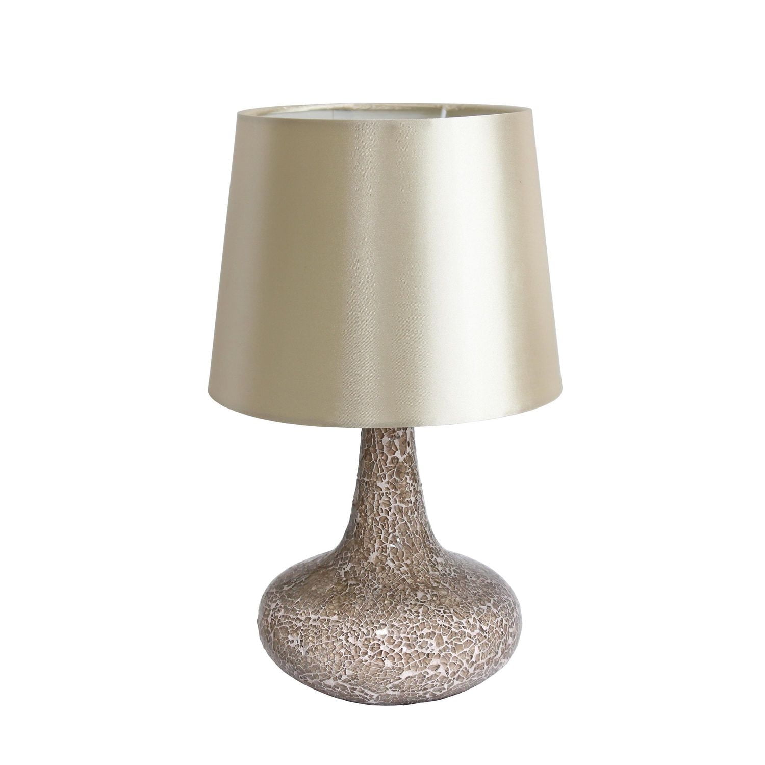 Simple Designs Mosaic Tiled Glass Genie Table Lamp with Fabric Shade