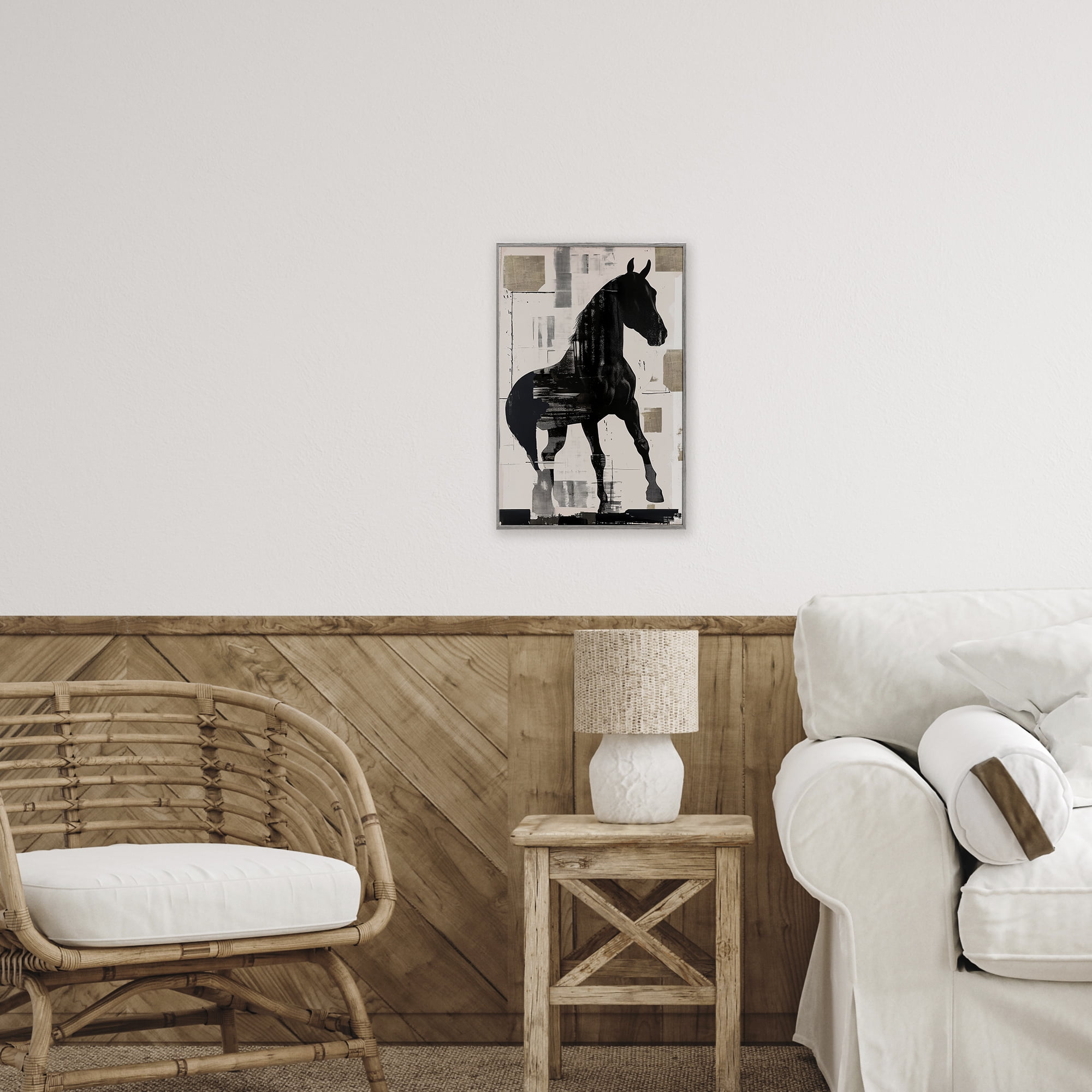 Equinity Horse Silhouette Gray Framed Giclee Art, design by Annabelle Hall