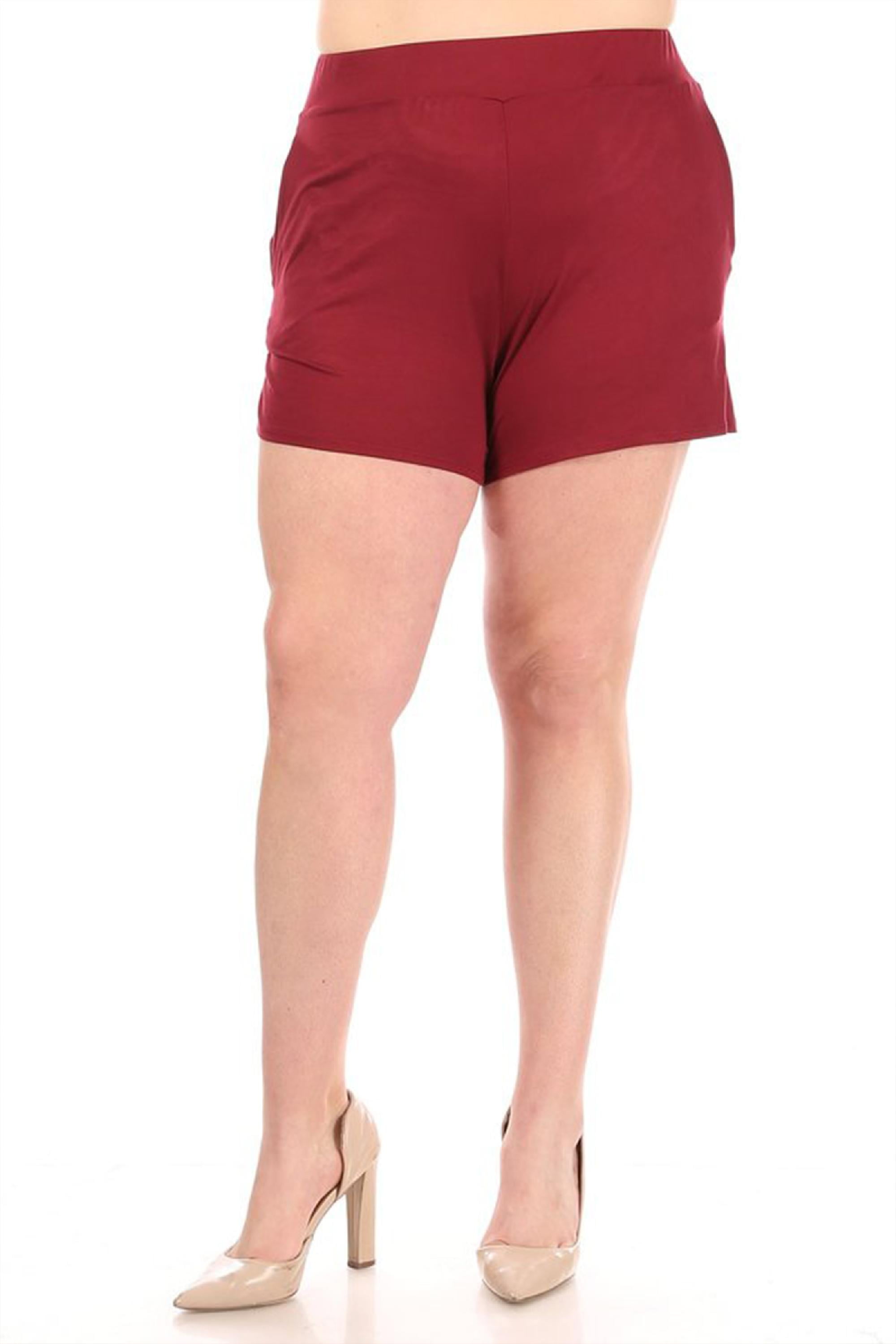 Women's Plus Size Casual Elastic High Waist Basic Short Pants Made in
