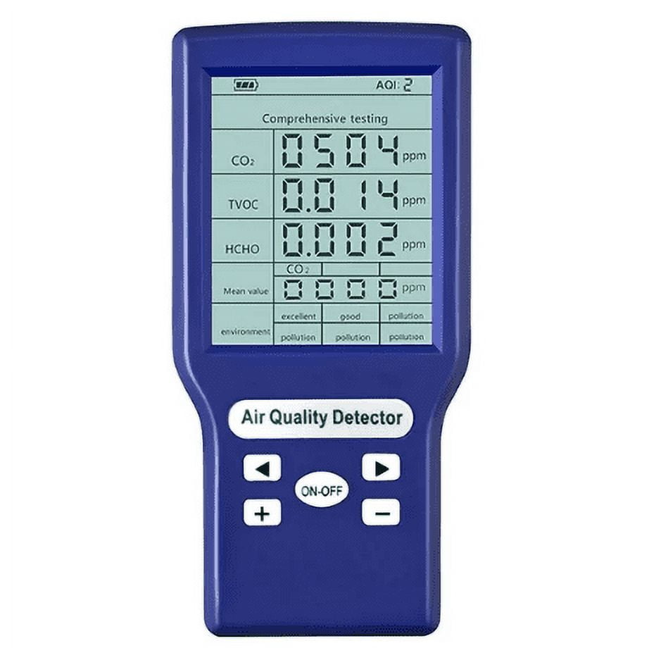HLONK Air Quality Monitor Indoor Air Quality Tester Formaldehyde Detector Carbon Dioxide Sensor Real-Time Air Tracking for TVOC/C02, Air Quality Detector for Home/Office/Car