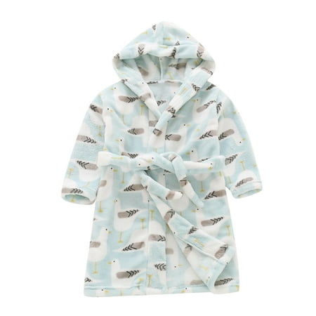 

Baby Boys Girls Fuzzy Hooded Bathrobe for Cold Weather and Winter Cartoon Cute Robe Comfy Soft Fleece Nightgowns Sleepwear
