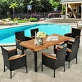 thumbnail image 1 of Costway 7PCS Patio Rattan Dining Set Chair Cushion Acacia Wood W/Umbrella Hole, 1 of 10