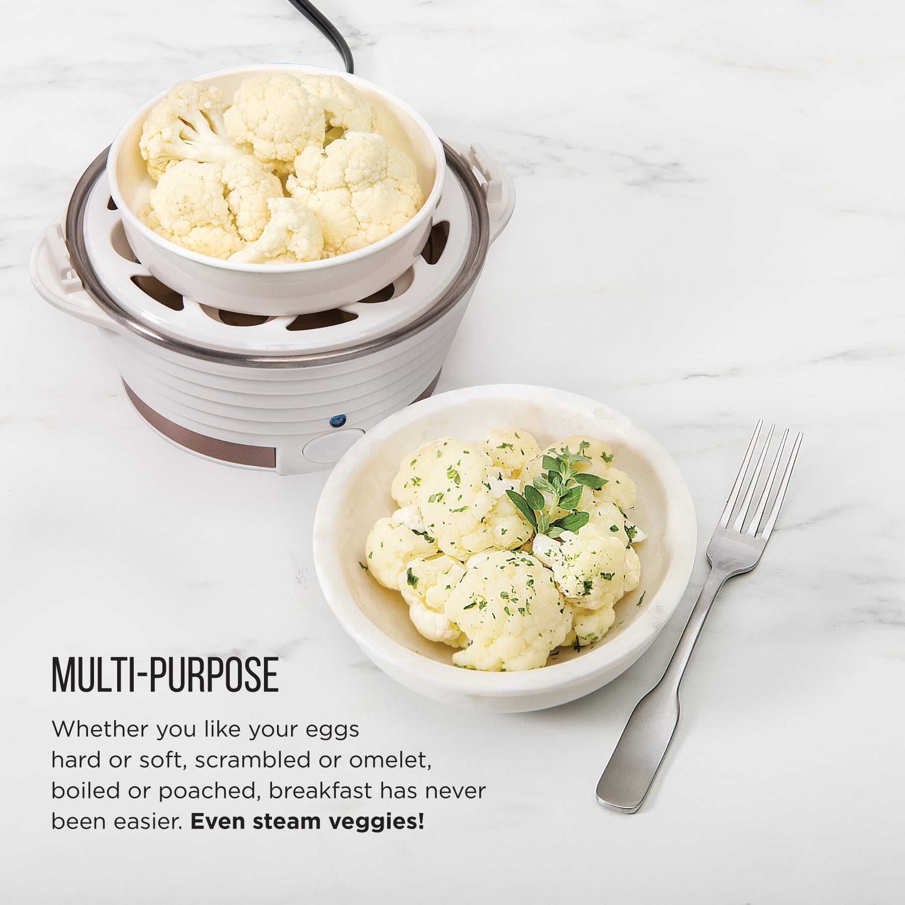 Chefman Electric Egg Cooker/Boiler, Rapid Egg-Maker, Ivory