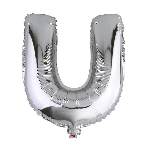 40" Silver Foil Helium Mylar Balloons LettersU