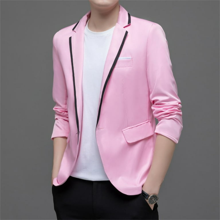 Gubotare Big And Tall Jacket Light And Solid Color Pockets Lapels
