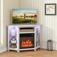 thumbnail image 3 of Giantex Corner TV Stand w/Electric Fireplace, Entertainment Center, Media Console Cabinet, White, 3 of 10