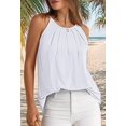 thumbnail image 5 of Womens Pleated Tank Tops Spaghetti Strap Camisole Halter Tops Curved Hem Fashion 2025 White XXL, 5 of 7
