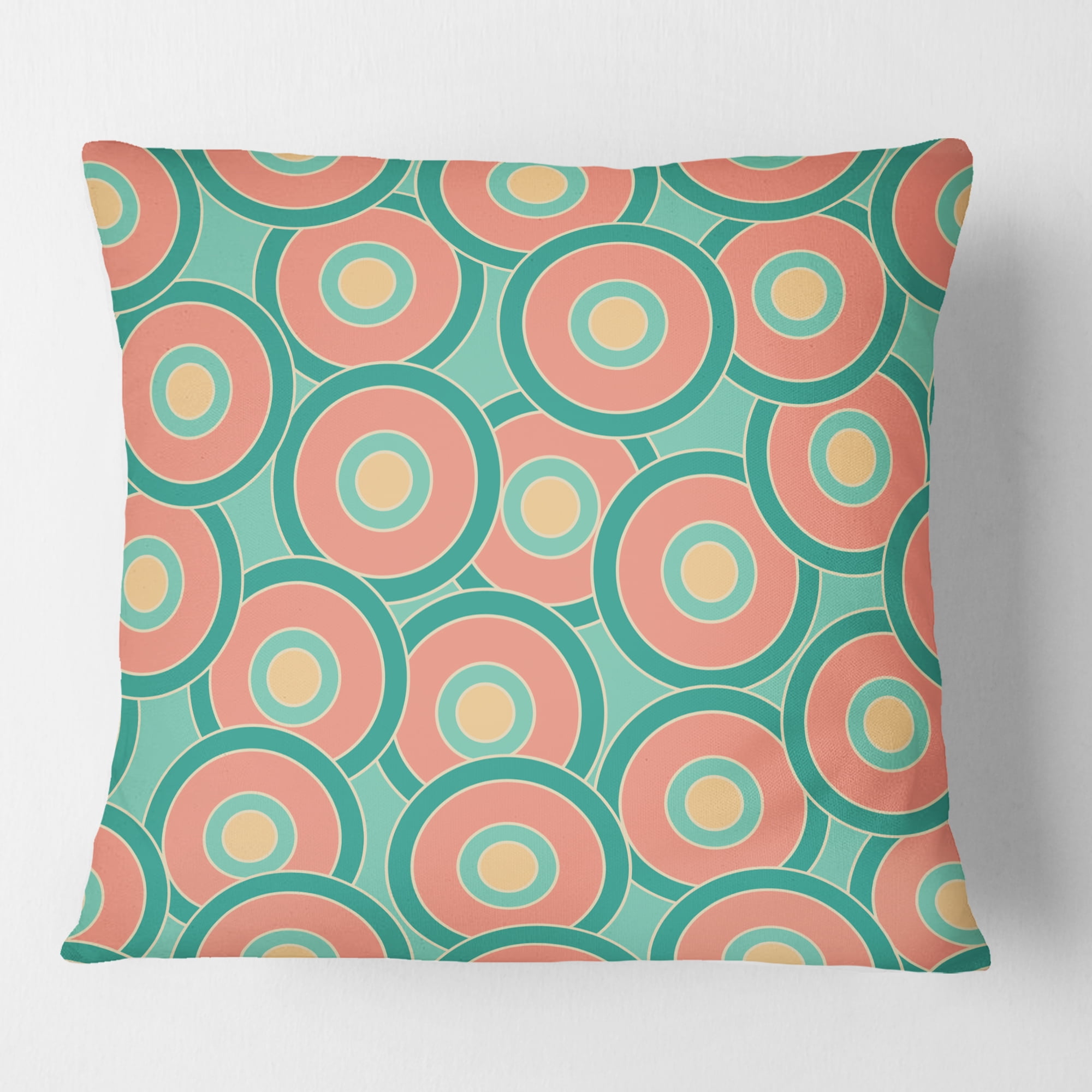 Designart Retro Circular Pattern VI' Mid-Century Modern Throw Pillow - 16x16