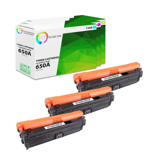 TCT 650A Color Toner Cartridge 3 Pack - Premium Compatible Replacement for 650A CE271A CE272A CE273A